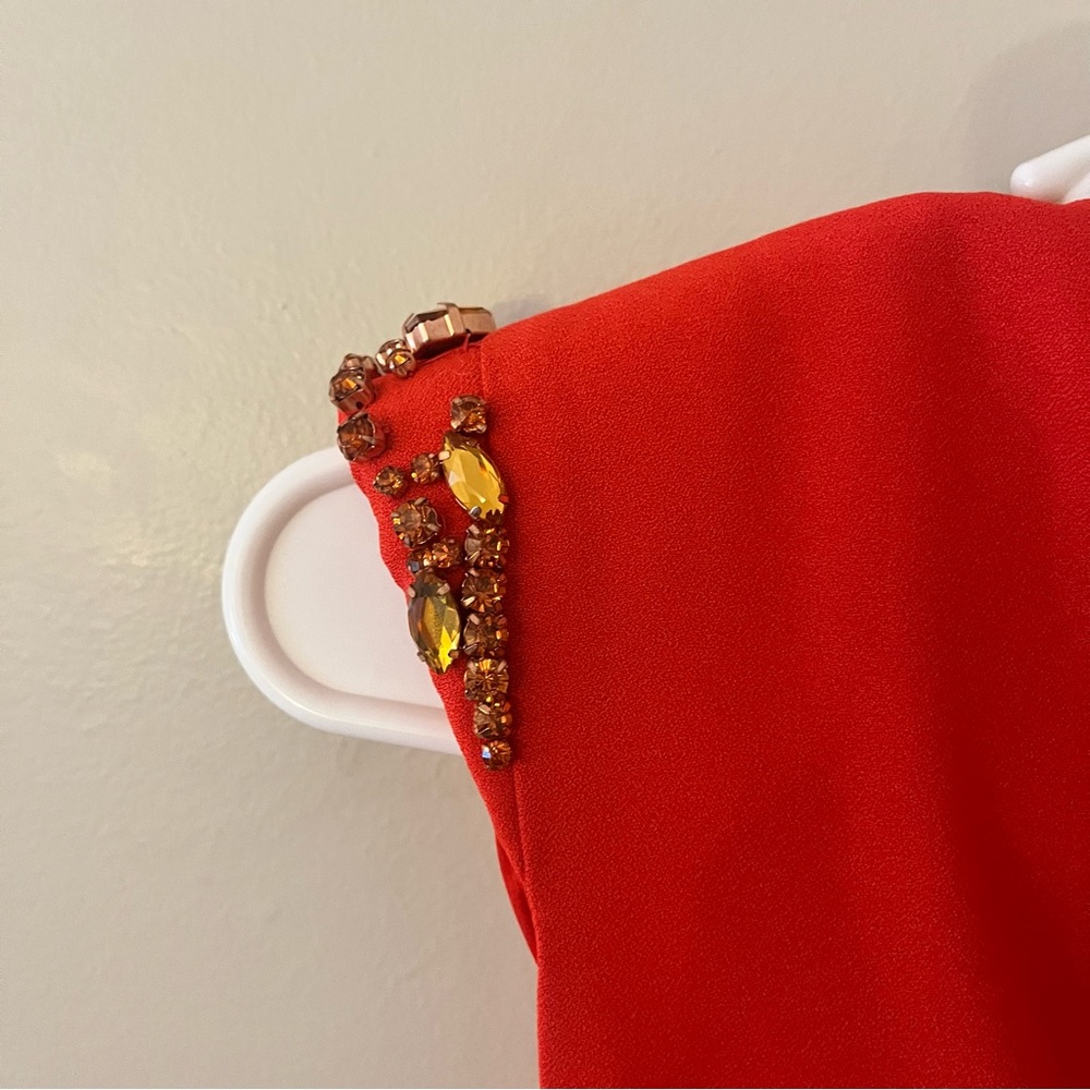 Ted Baker London Red Embellished Sleeveless Fitted Reevah Dress TB Size 1 (US 4) - Picture 10 of 14